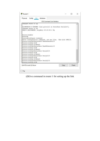 (f)Give command in router 1 for setting up the link
 