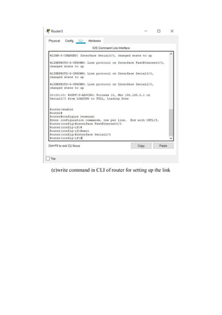 (e)write command in CLI of router for setting up the link
 