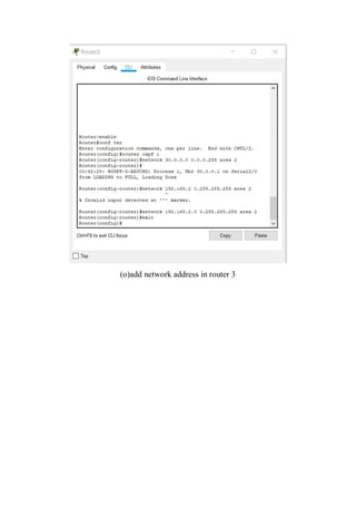 (o)add network address in router 3
 