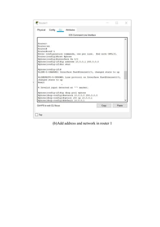 (b)Add address and network in router 1
 