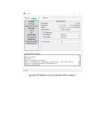 (g) Give IP address to Fast Ethernet 0/0 in router 3
 