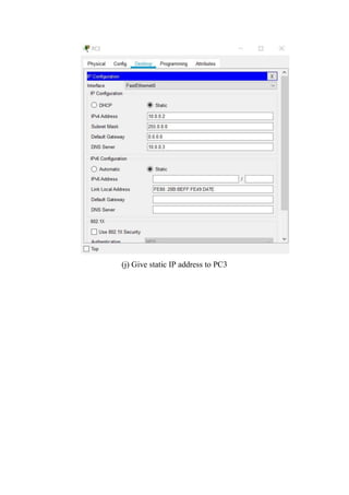 (j) Give static IP address to PC3
 