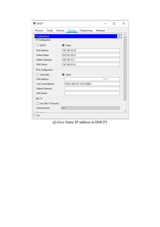 (j) Give Static IP address in DHCP2
 
