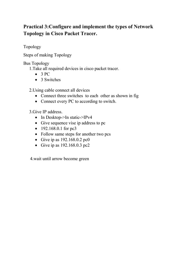 Advanced computer network lab manual (practicals in Cisco Packet tracer)