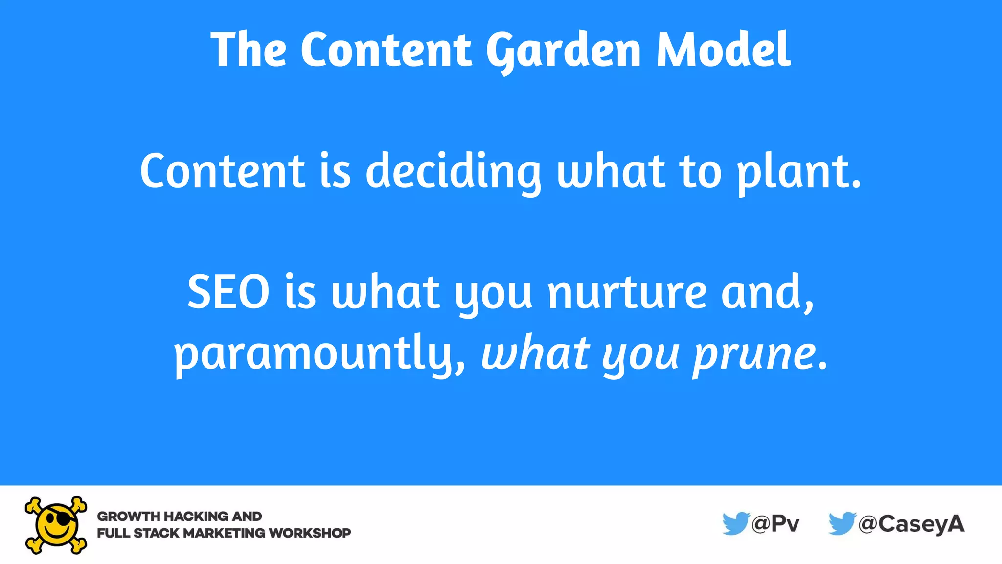 The Content Garden Model
Content is deciding what to plant.
SEO is what you nurture and,
paramountly, what you prune.
 
