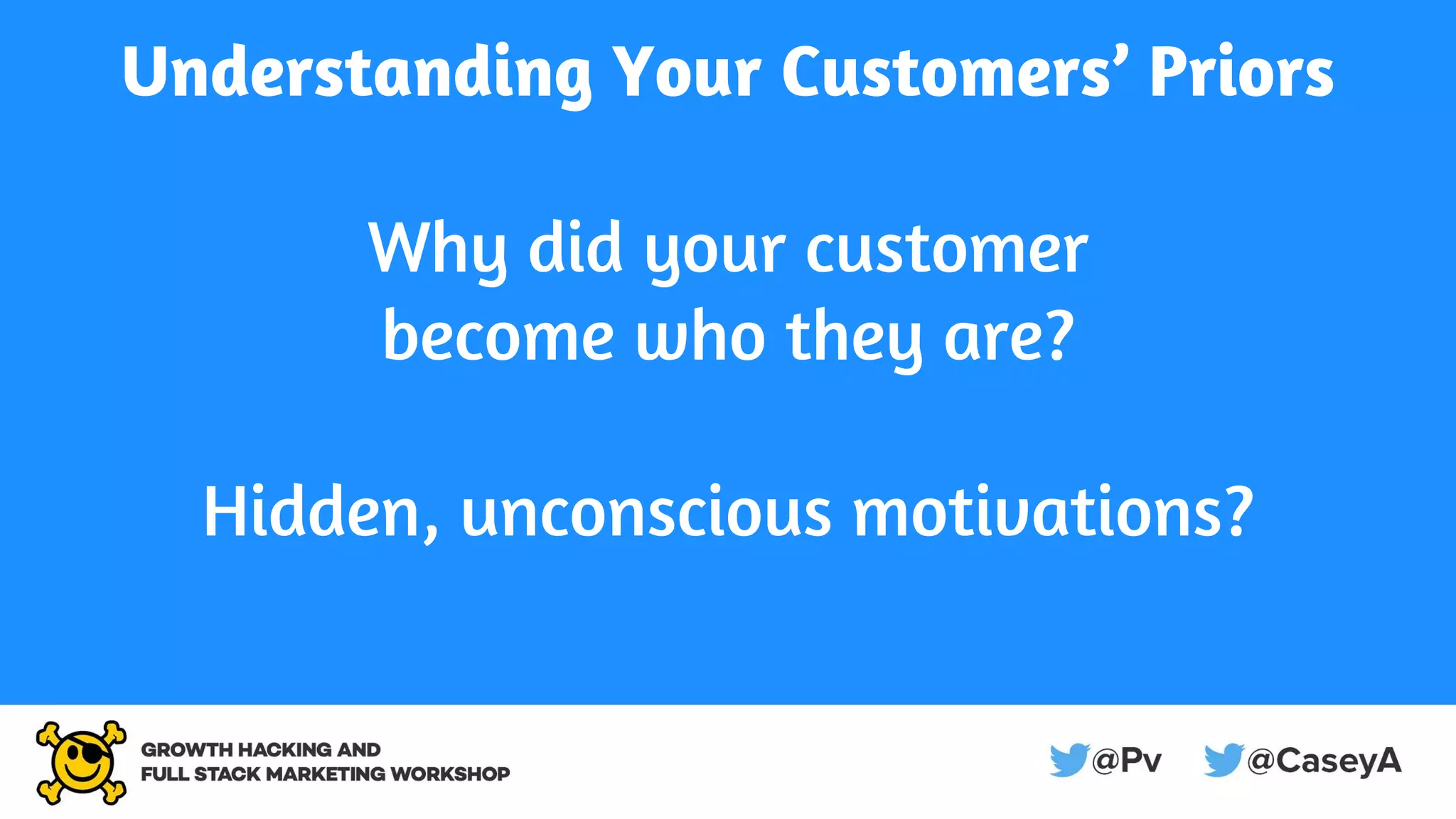 Understanding Your Customers’ Priors
Why did your customer
become who they are?
Hidden, unconscious motivations?
 