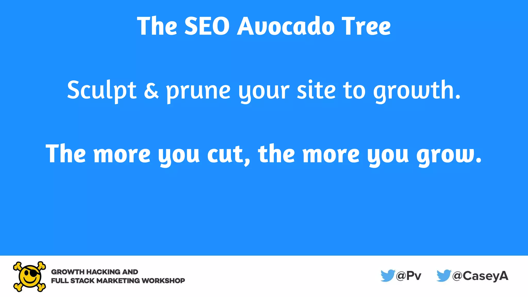 The SEO Avocado Tree
Sculpt & prune your site to growth.
The more you cut, the more you grow.
 