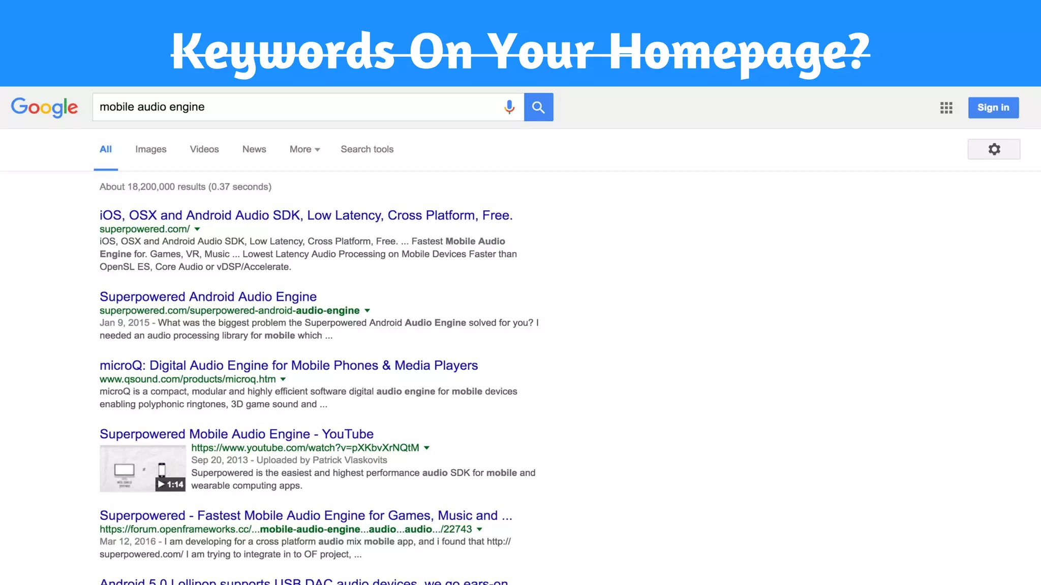 Keywords On Your Homepage?
 