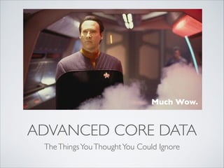 Much Wow.

ADVANCED CORE DATA
The Things You Thought You Could Ignore

 