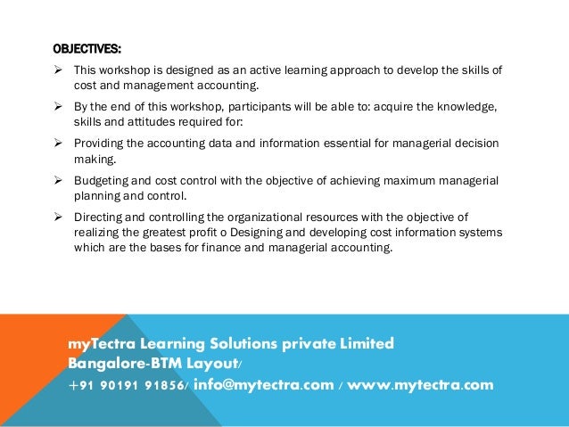 Advanced Cost Accounting Training in Bangalore myTectra