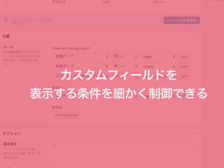 カスタムフィールドを 
表示する条件を細かく制御できる 
 