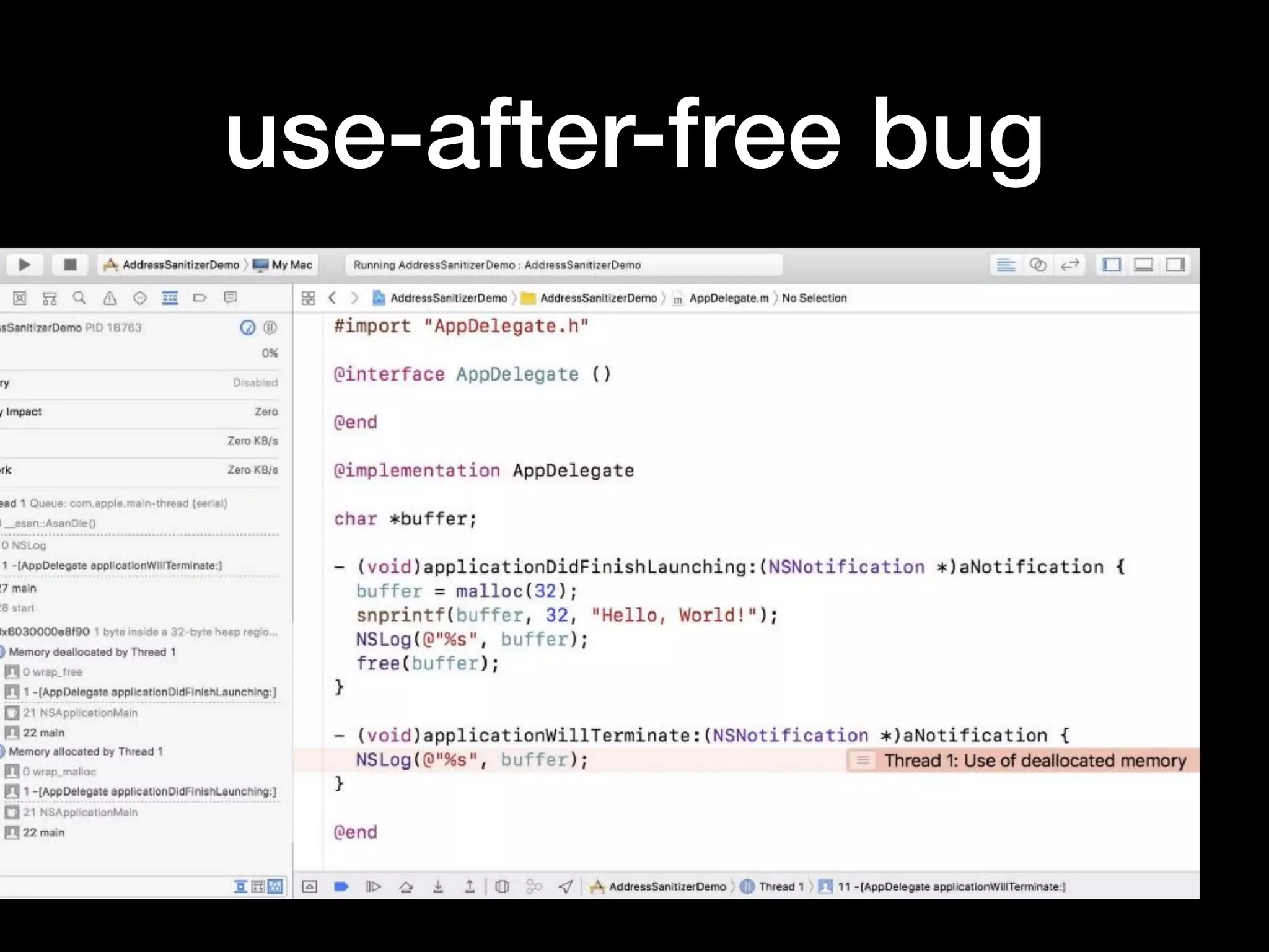 use-after-free bug
 