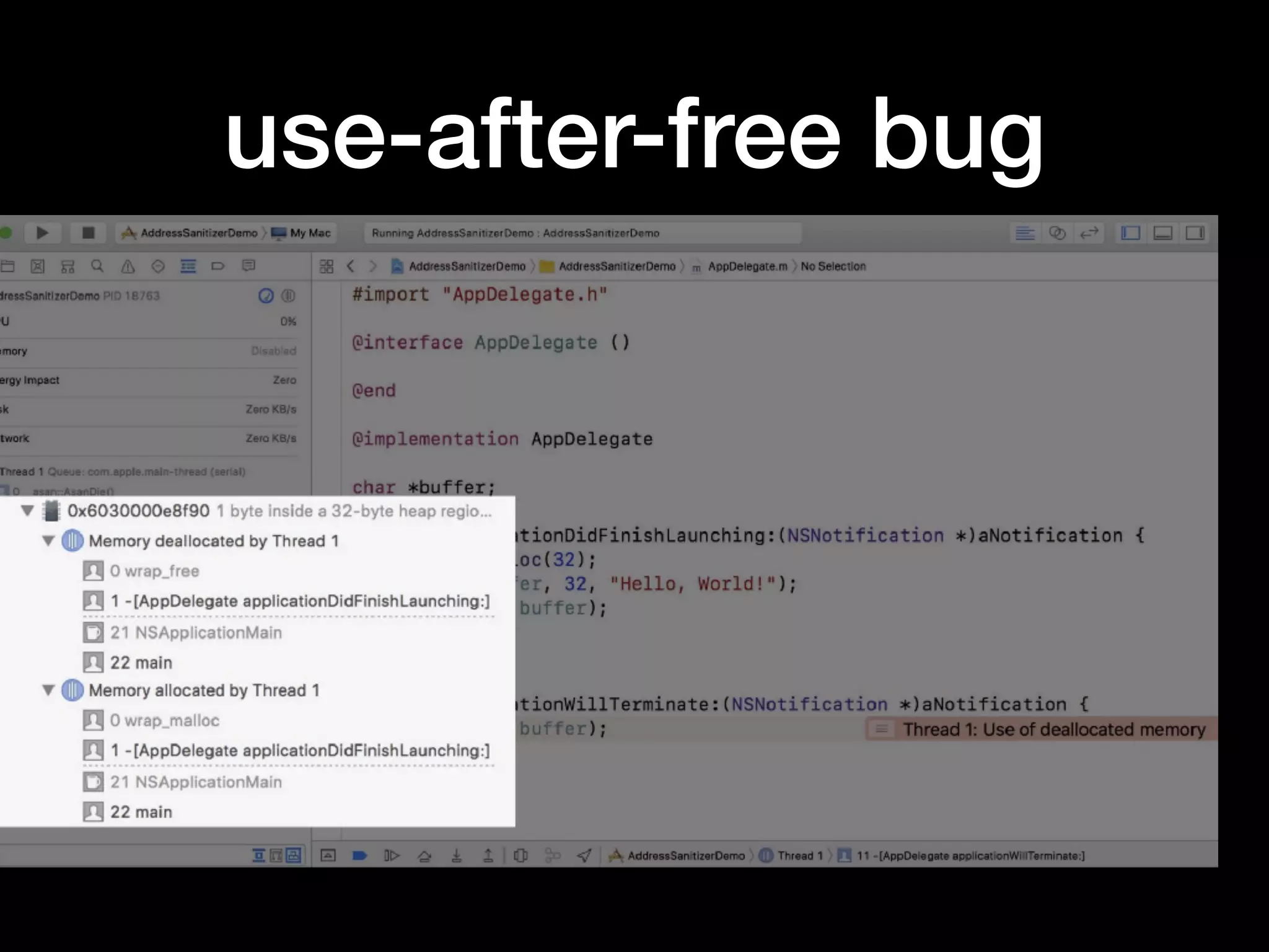 use-after-free bug
 