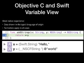 Objective C and Swift
Variable View
 