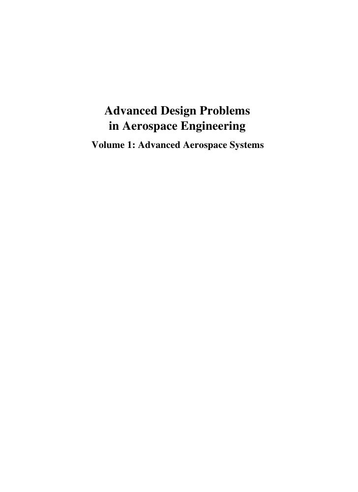 Advanced Design Problems In Aerospace Engineering 