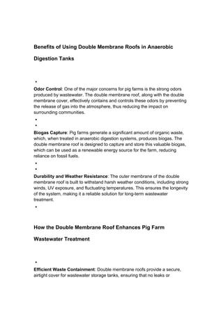 Advanced Double Membrane Roof For Efficient Pig Farm Wastewater