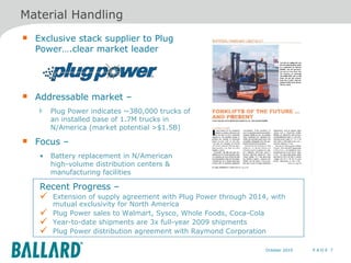 Exclusive stack supplier to Plug Power….clear market leader Addressable market – Plug Power indicates ~380,000 trucks of an installed base of 1.7M trucks in N/America (market potential >$1.5B) Focus –  Battery replacement in N/American high-volume distribution centers & manufacturing  facilities P A G E  7 Material Handling Recent Progress – Extension of supply agreement with Plug Power through 2014, with mutual exclusivity for North America Plug Power sales to Walmart, Sysco, Whole Foods, Coca-Cola  Year-to-date shipments are 3x full-year 2009 shipments  Plug Power distribution agreement with Raymond Corporation 