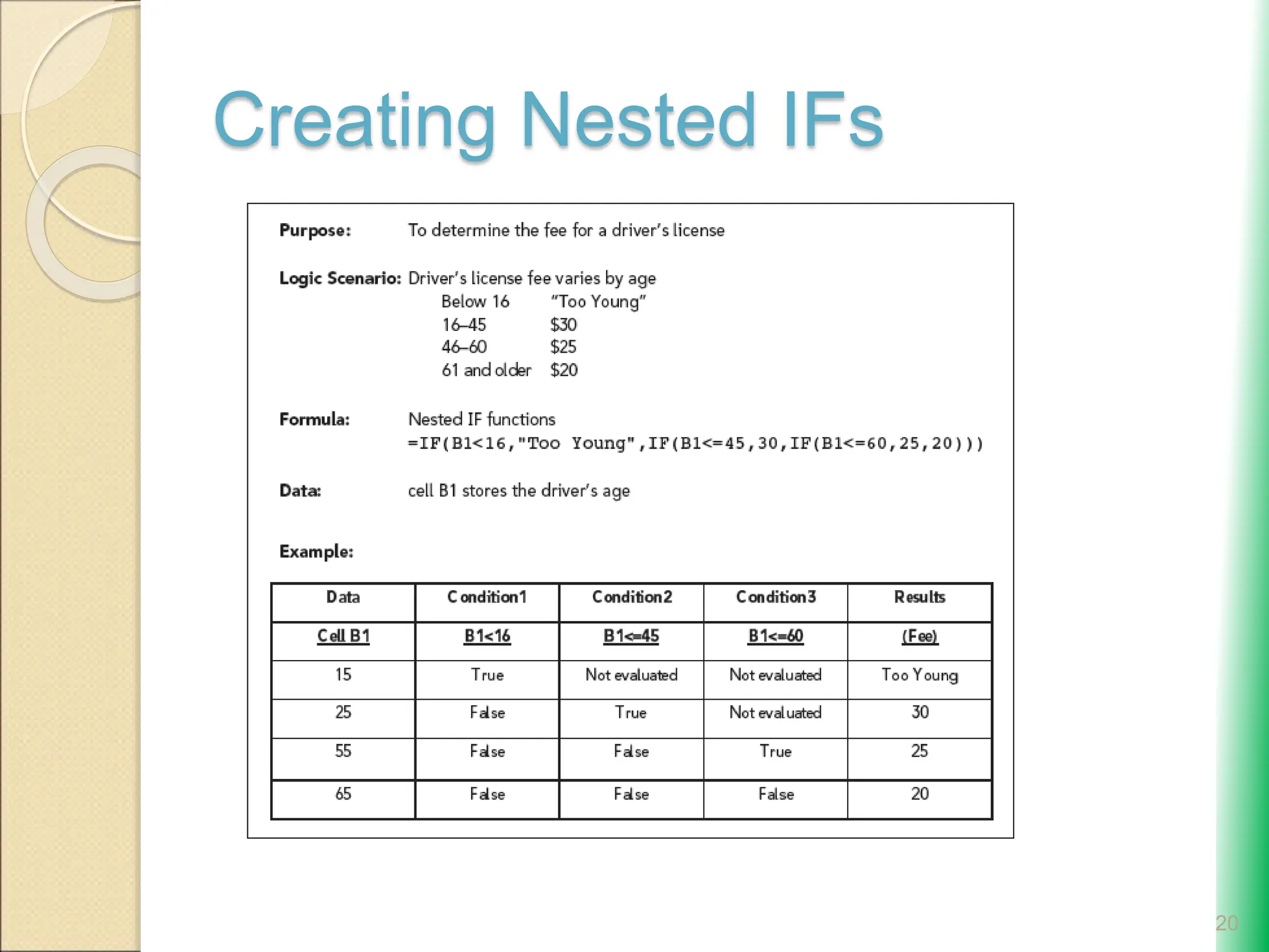 Creating Nested IFs
20
 