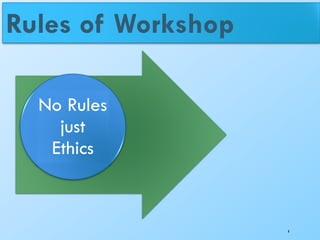 Rules of Workshop
No Rules
just
Ethics
4
 