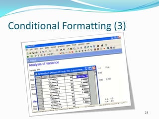 Conditional Formatting (3)




                             23
 