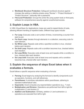 Advanced Excel Interview Questions and Answers | PDF