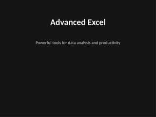 Mastering Advanced Excel: Formulas, Data Analysis, and Automation ...