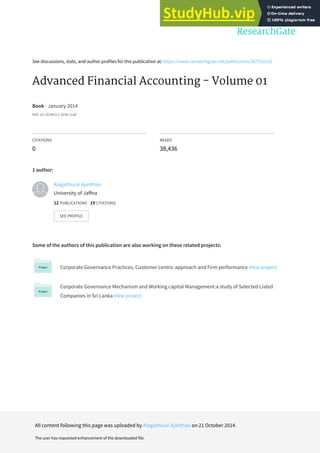 Advanced Financial Accounting - Volume 01 | PDF