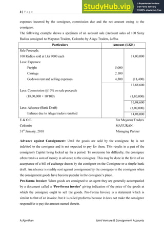 Consignment Payout Statement Advanced Financial Accounting - Volume 01 | PDF