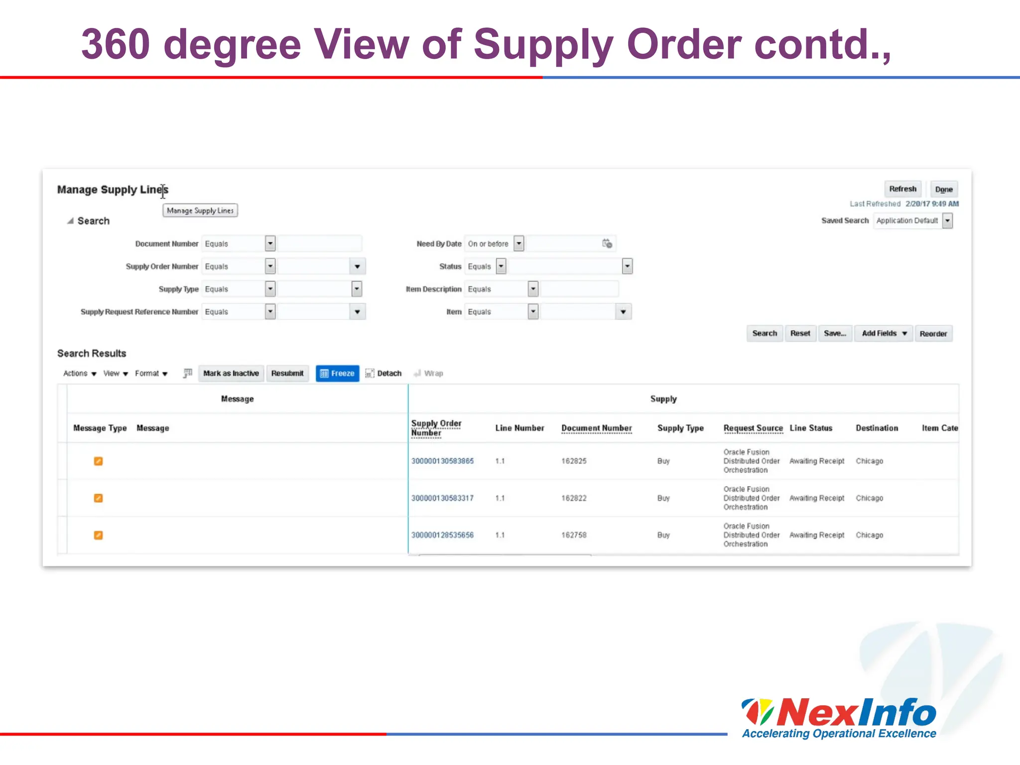 360 degree View of Supply Order contd.,
 