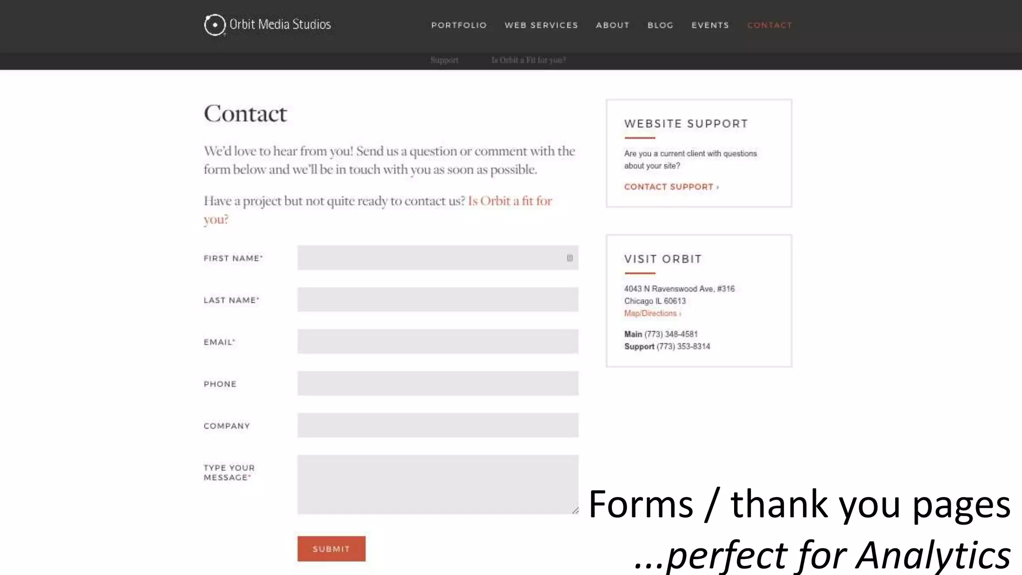 Forms / thank you pages
...perfect for Analytics
 