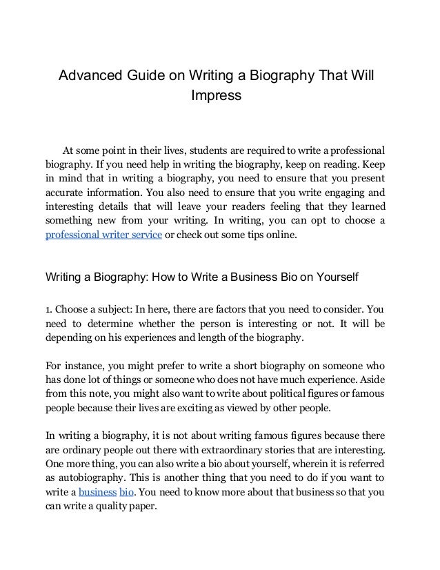 how to write a biography essay