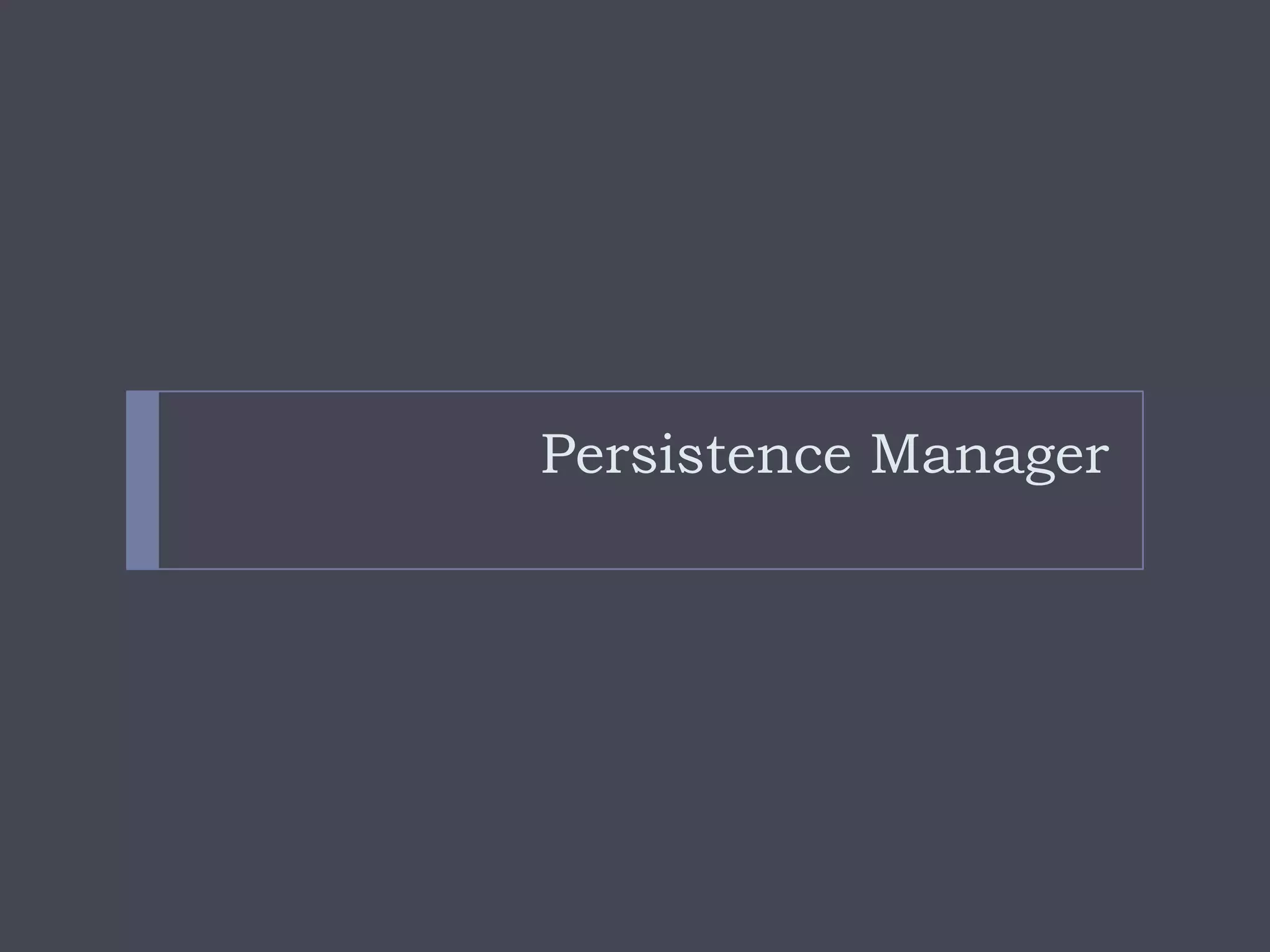 Persistence Manager
 