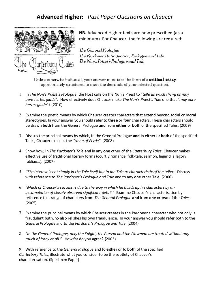 Advanced higher past paper questions