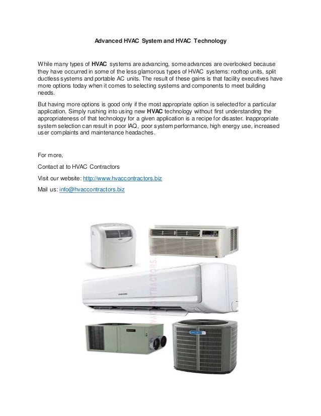 Advanced hvac system and hvac technology