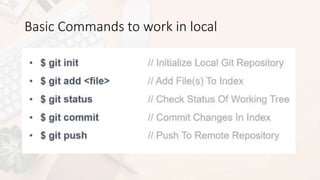 Basic Commands to work in local
 