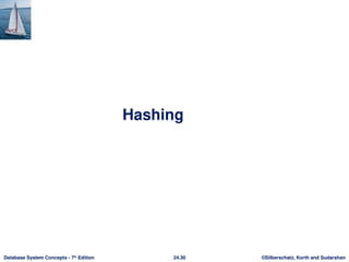 ©Silberschatz, Korth and Sudarshan
24.30
Database System Concepts - 7th
Edition
Hashing
 