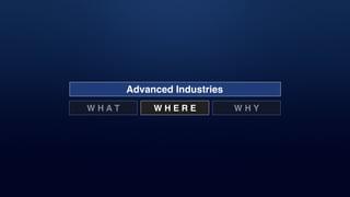 Advanced Industries
W H A T W H E R E W H Y
 