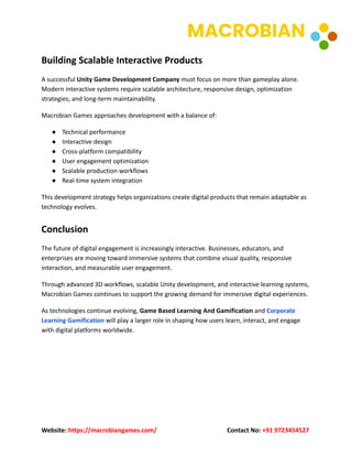 Macrobian Example Advanced Interactive Solutions with Modern Game Development and Unity | PDF