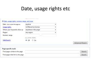Date, usage rights etc 
