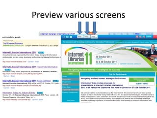 Preview various screens 