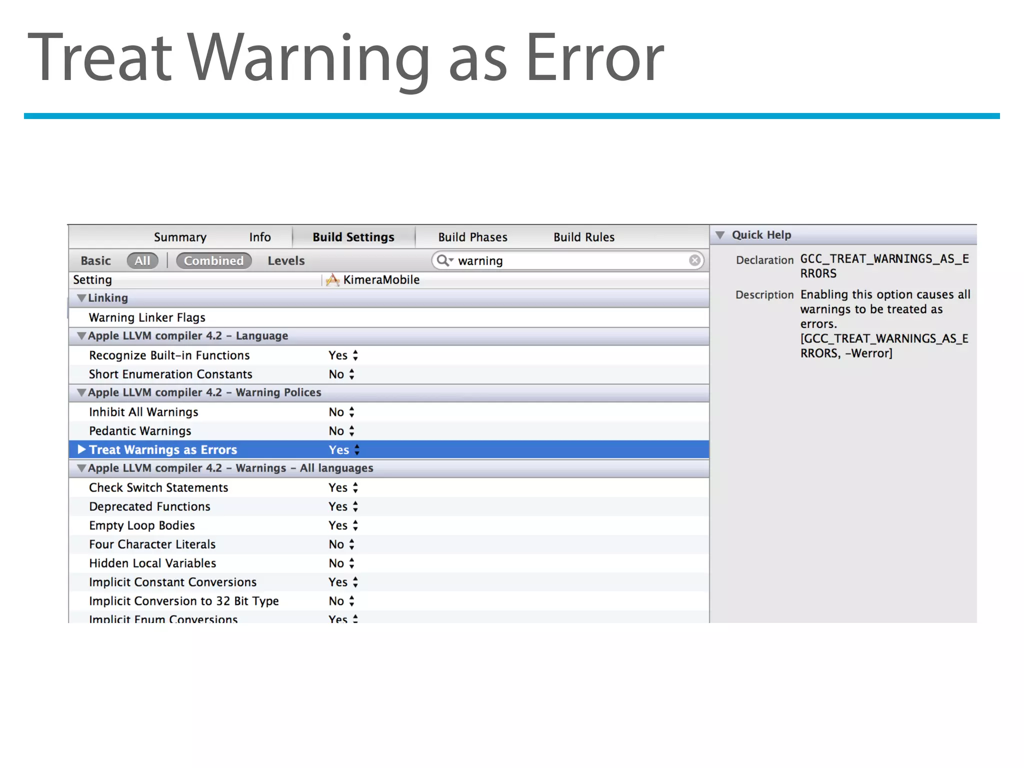 Treat Warning as Error
 