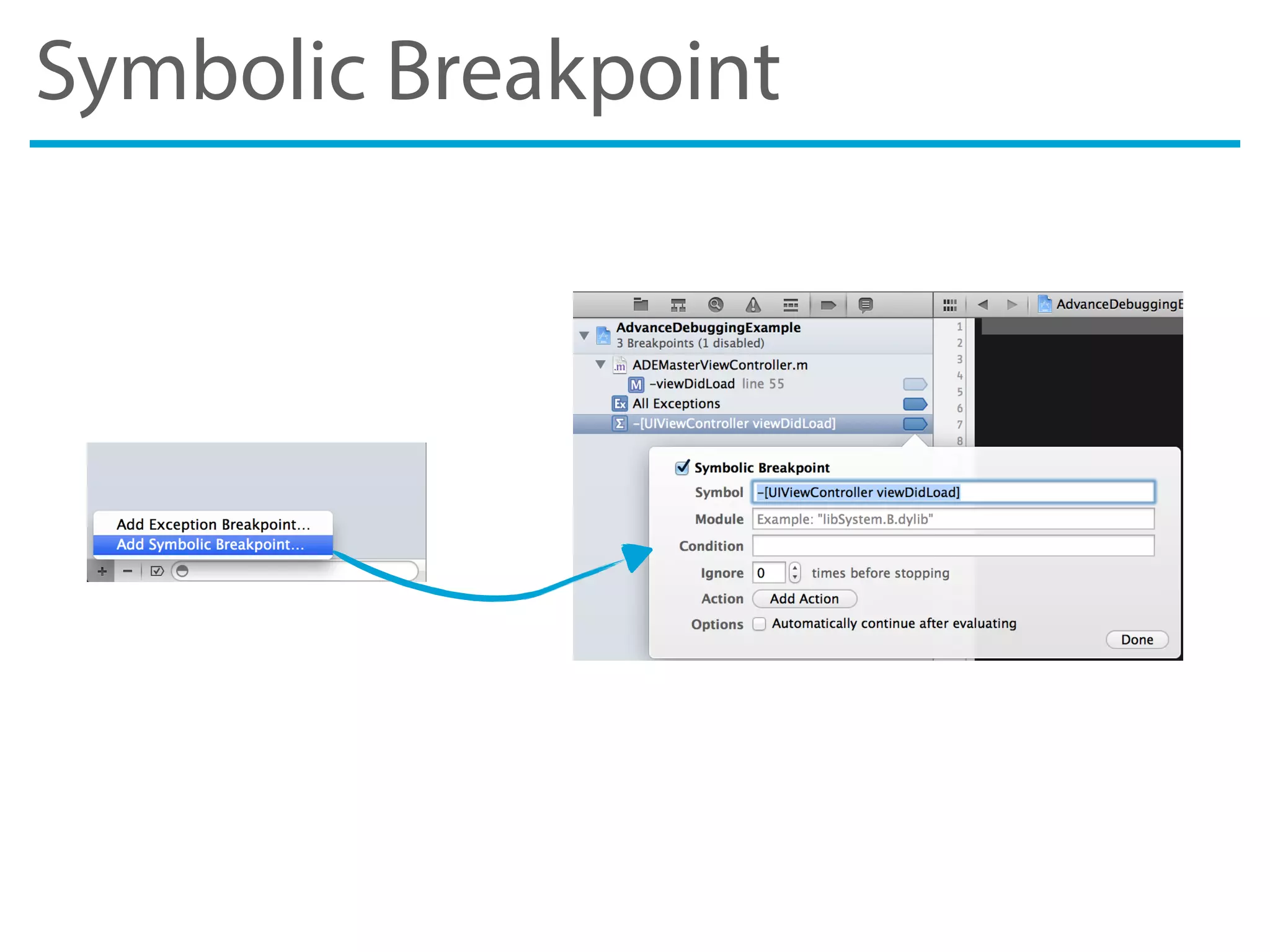 Symbolic Breakpoint
 