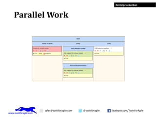 #enterprisekanban



Parallel Work




       sales@toolsforagile.com   @toolsforagile   facebook.com/ToolsForAgile
 
