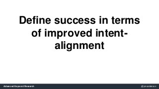 Define success in terms 
of improved intent-alignment 
Advanced Keyword Research @jonoalderson 
 
