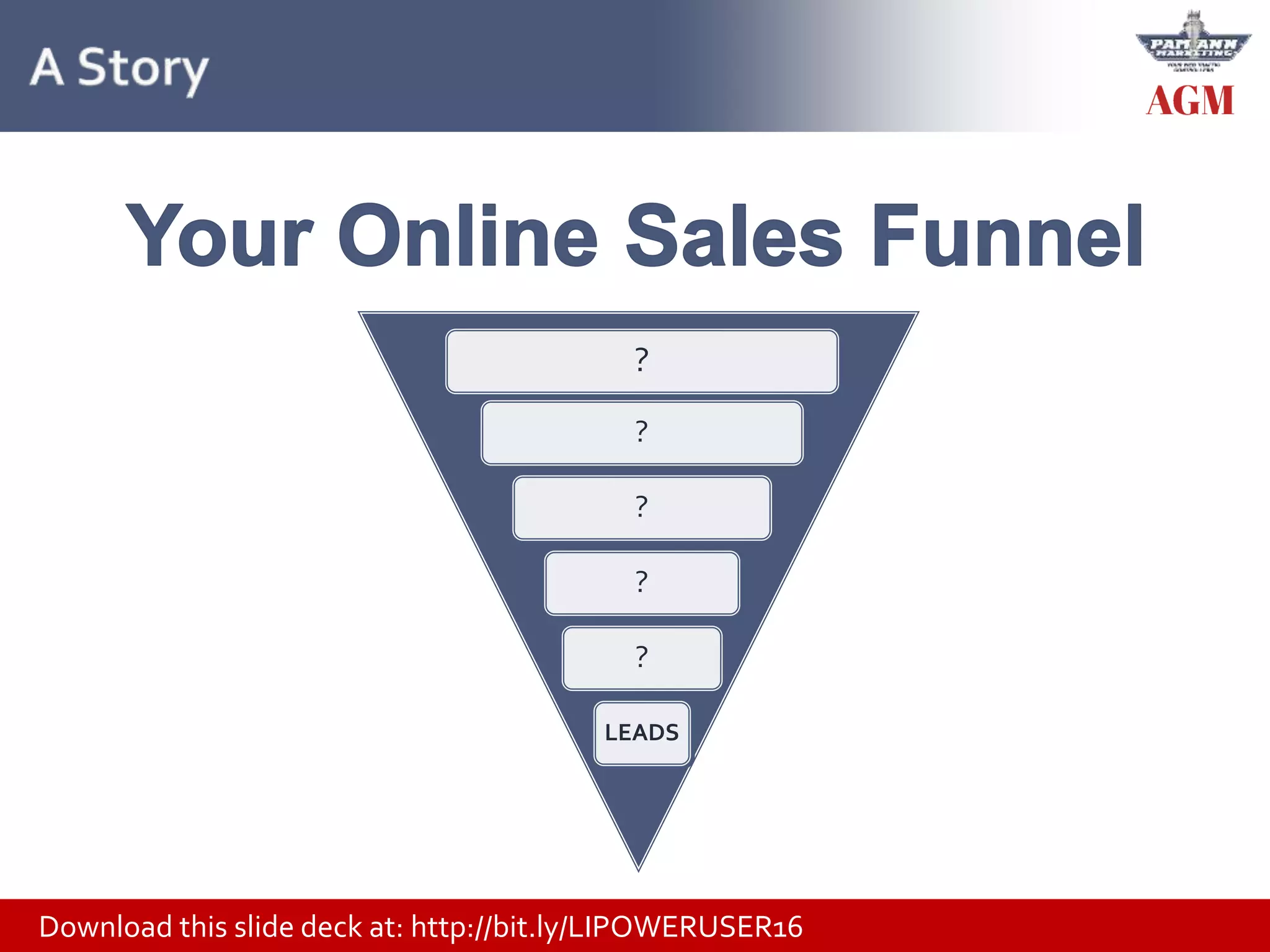 Download this slide deck at: http://bit.ly/LIPOWERUSER16
?
?
?
?
?
LEADS
 