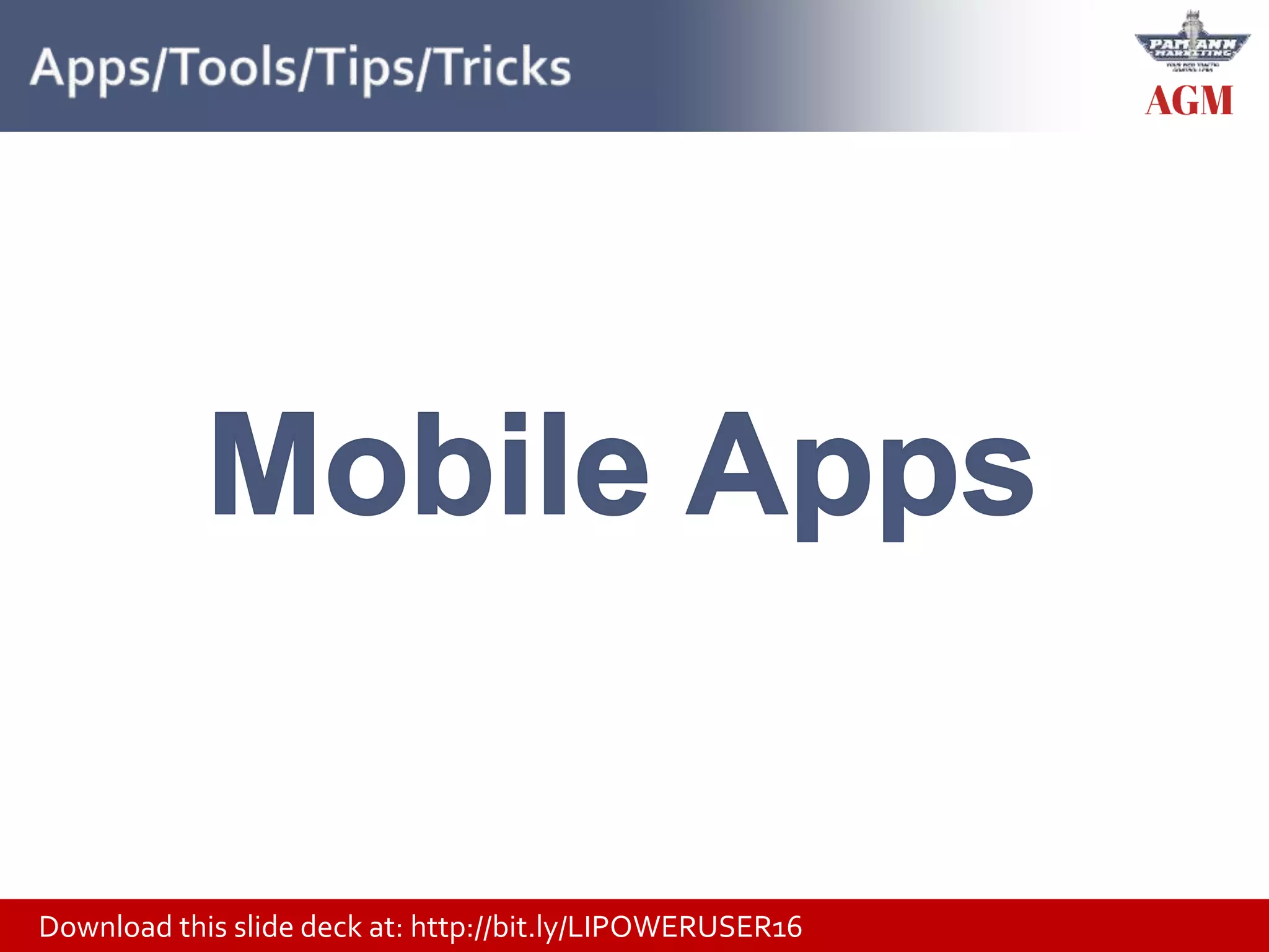 Download this slide deck at: http://bit.ly/LIPOWERUSER16
 