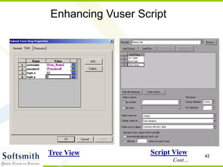 42
Enhancing Vuser Script
Tree View Script View
Cont…
 