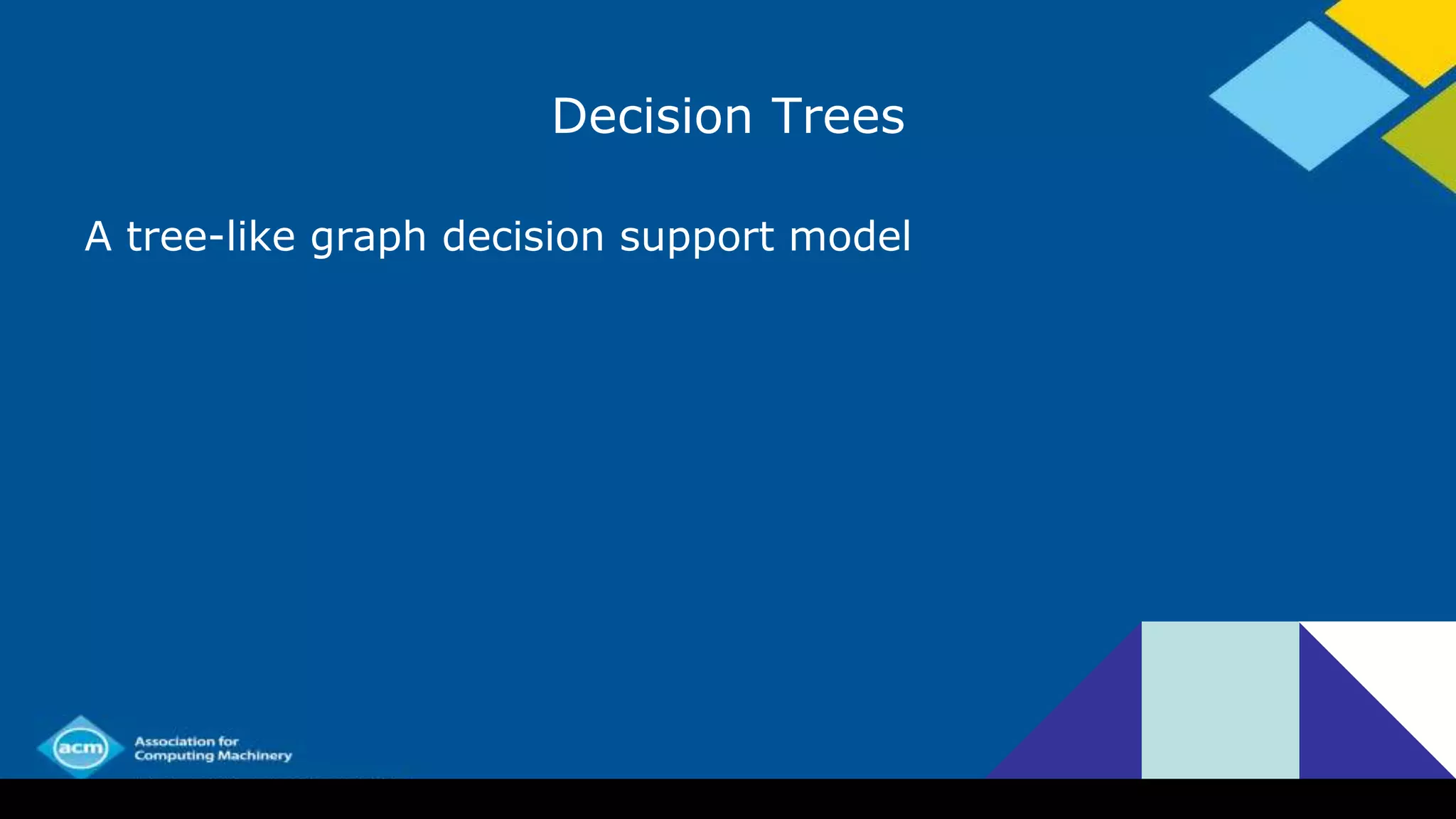 Decision Trees
A tree-like graph decision support model
 