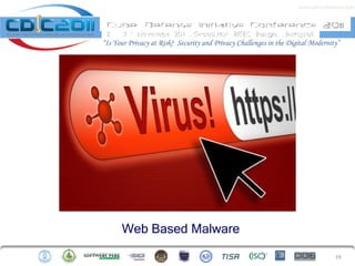 www.cdicconference.com




“Is Your Privacy at Risk? Security and Privacy Challenges in the Digital Modernity”




      Web Based Malware

                                                                                  19
 