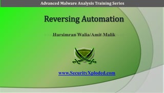 Advanced Malware Analysis Training Series




        www.SecurityXploded.com
 